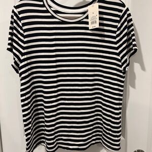 a new day Black and White Striped Short Sleeve Tee